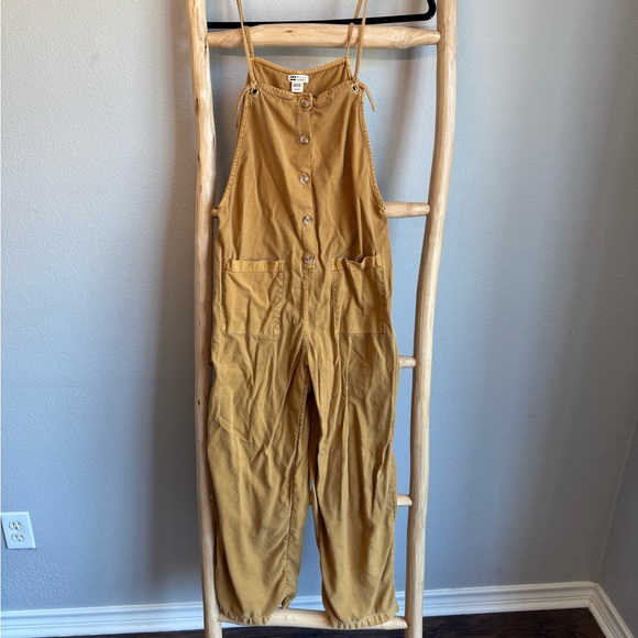 Billabong Pants - Billabong Mustard Button-Front Jumpsuit
